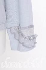 画像4: axes femme / スタンド襟レース透けプルオーバー  サックス S-26-07-17-033-AX-TO-AS-ZS (4)