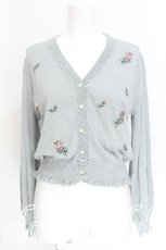 画像1: axes femme POETIQUE / ローズ刺繍ラメカーディガン  サックス S-26-07-17-041-AX-TO-AS-ZS (1)