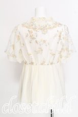 画像2: axes femme / チュール刺繍ロングシャツ  オフ S-26-07-17-044-AX-BL-AS-ZS (2)