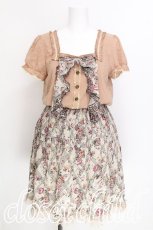 画像1: axes femme / 花柄プリントプリーツ切替ワンピース  オレンジｘベージュ S-26-07-17-050-AX-SK-HR-ZS (1)