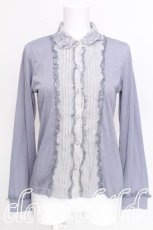 画像1: axes femme / 襟刺繍デザインブラウス風プルオーバー  ブルーｘグレー S-26-07-17-028-AX-TO-AS-ZS (1)