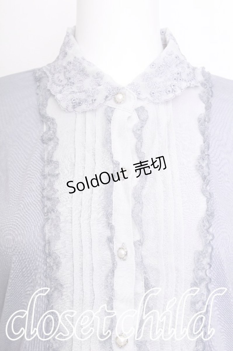 画像3: axes femme / 襟刺繍デザインブラウス風プルオーバー  ブルーｘグレー S-26-07-17-028-AX-TO-AS-ZS (3)