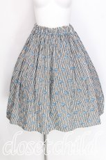 画像1: Physical Drop / ハンドメイドスカート【ストライプブーケ柄】  ブルー S-26-07-19-044-LO-SK-HR-ZS (1)