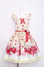 画像1: Angelic Pretty / Little Bunny Strawberryエプロン風スカート  イエロー S-26-07-19-1050-AP-SK-AS-ZS (1)