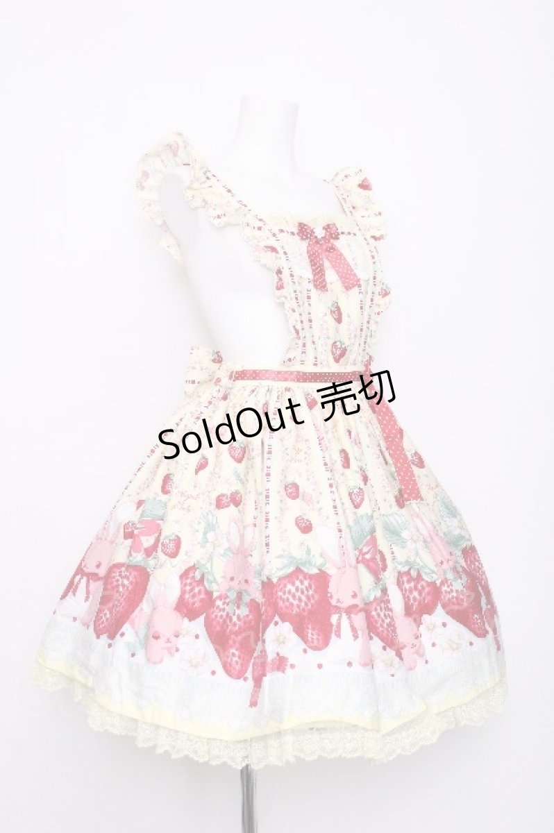 画像3: Angelic Pretty / Little Bunny Strawberryエプロン風スカート  イエロー S-26-07-19-1050-AP-SK-AS-ZS (3)