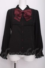 画像1: axes femme POETIQUE / 音符刺繍リボン付ブラウス  黒 S-26-07-21-022-AX-BL-AS-ZS (1)