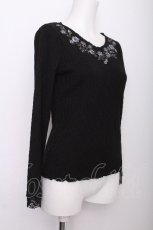画像2: axes femme / 花刺繍長袖リブプルオーバー  黒 S-26-07-21-024-AX-TO-AS-ZS (2)