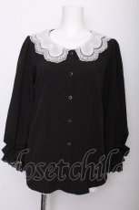 画像1: axes femme POETIQUE / スカラップ刺繍襟ブラウス  黒 S-26-07-21-028-AX-TO-AS-ZS (1)