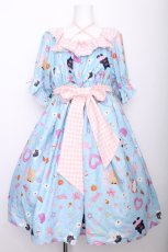 画像1: axes femme kawaii / ハッピーバカンス柄ワンピース  サックス S-26-07-21-033-AX-OP-AS-ZS (1)