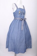 画像2: axes femme / リボンフラワー刺繍ジャンスカ  サックス S-26-07-21-035-AX-OP-AS-ZS (2)