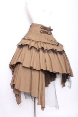 画像2: Ozz Croce / 2連ベルトレイヤードイレヘムスカート  カーキ S-26-07-21-055-OO-SK-HR-ZS (2)