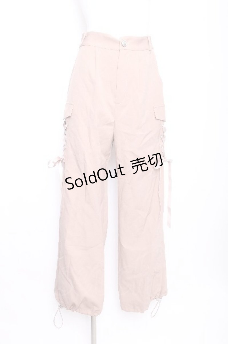 画像1: axes femme / レースアップカーゴパンツ  ピンクベージュ S-26-07-21-057-AX-PA-AS-ZS (1)