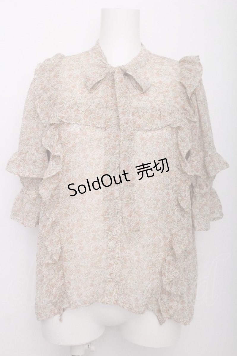 画像1: axes femme / 小花柄シフォンブラウス  オレンジ S-26-07-21-011-AX-BL-AS-ZS (1)