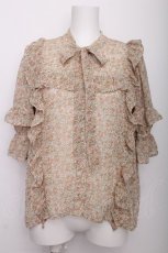 画像1: axes femme / 小花柄シフォンブラウス  オレンジ S-26-07-21-011-AX-BL-AS-ZS (1)