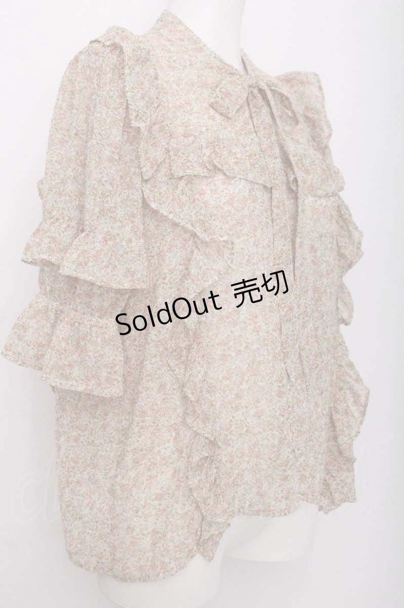 画像2: axes femme / 小花柄シフォンブラウス  オレンジ S-26-07-21-011-AX-BL-AS-ZS (2)