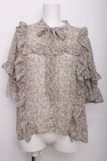 画像1: axes femme / 小花柄シフォンブラウス  ブルー S-26-07-21-012-AX-BL-AS-ZS (1)