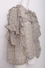 画像2: axes femme / 小花柄シフォンブラウス  ブルー S-26-07-21-012-AX-BL-AS-ZS (2)
