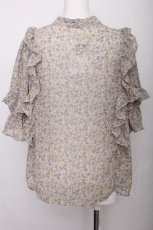 画像3: axes femme / 小花柄シフォンブラウス  ブルー S-26-07-21-012-AX-BL-AS-ZS (3)