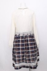 画像2: axes femme POETIQUE / レースチェック柄ワンピース  紺 S-26-07-22-056-AX-OP-AS-ZS (2)