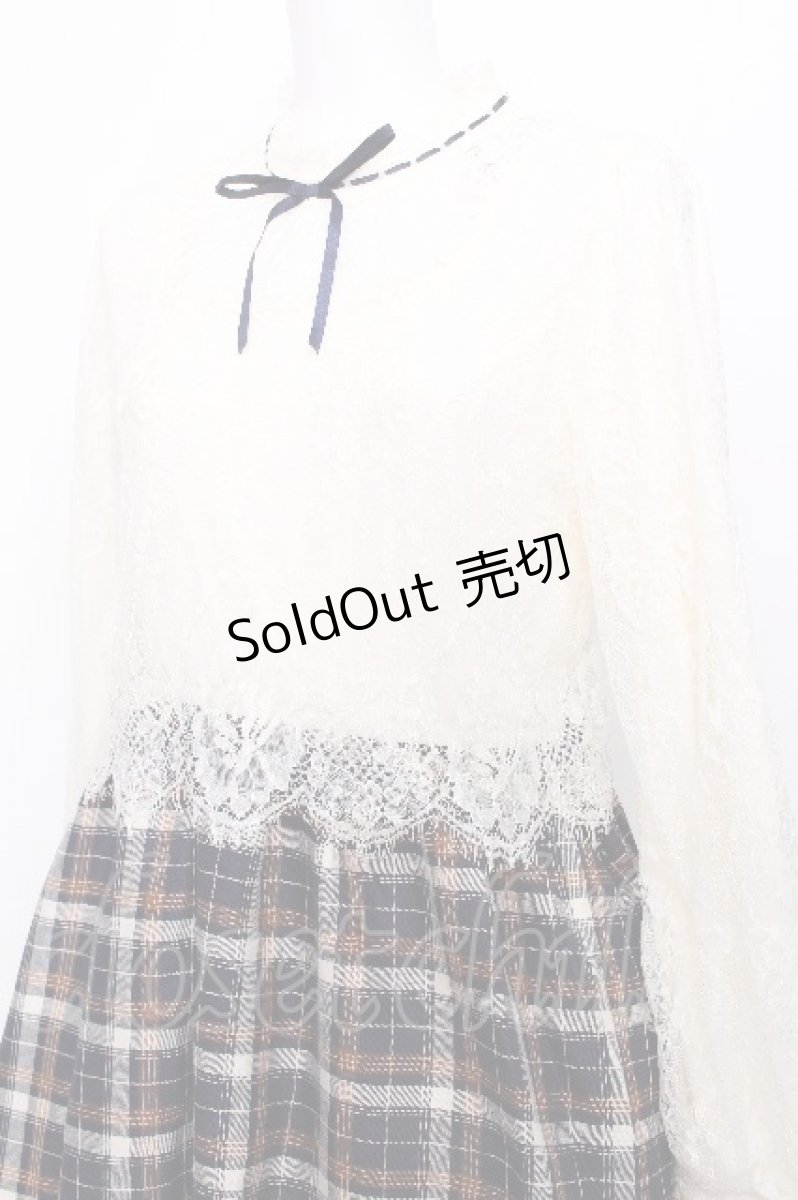 画像3: axes femme POETIQUE / レースチェック柄ワンピース  紺 S-26-07-22-056-AX-OP-AS-ZS (3)