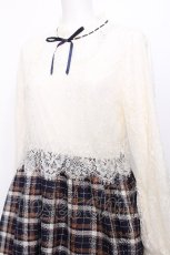 画像3: axes femme POETIQUE / レースチェック柄ワンピース  紺 S-26-07-22-056-AX-OP-AS-ZS (3)