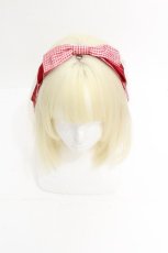 画像2: axes femme kawaii / ギンガムリボンカチューシャ  赤 S-26-07-23-003-AX-AC-AS-ZS (2)