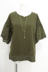 画像1: axes femme / コットンレース切替カットプルオーバー  カーキ S-26-07-23-023-AX-TO-AS-ZS (1)