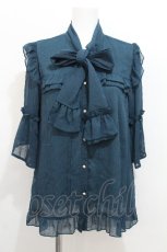 画像1: axes femme / シアーフリルボータイブラウス  グリーン S-26-07-23-024-AX-BL-AS-ZS (1)