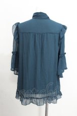 画像3: axes femme / シアーフリルボータイブラウス  グリーン S-26-07-23-024-AX-BL-AS-ZS (3)