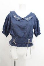 画像1: axes femme POETIQUE / マリン刺繍オフショルブラウス  ブルー S-26-07-23-025-AX-BL-AS-ZS (1)