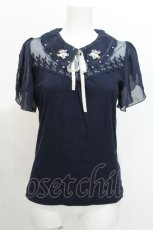 画像1: axes femme / フラワーカラーカットプルオーバー  紺 S-26-07-23-026-AX-TO-AS-ZS (1)