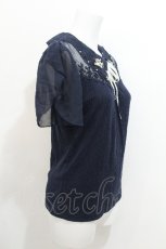 画像2: axes femme / フラワーカラーカットプルオーバー  紺 S-26-07-23-026-AX-TO-AS-ZS (2)