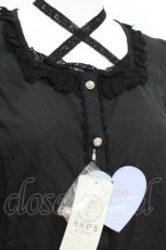 画像4: axes femme kawaii / はしごレース使いフレアスリーブブラウス  黒 S-26-07-23-030-AX-BL-AS-ZS (4)