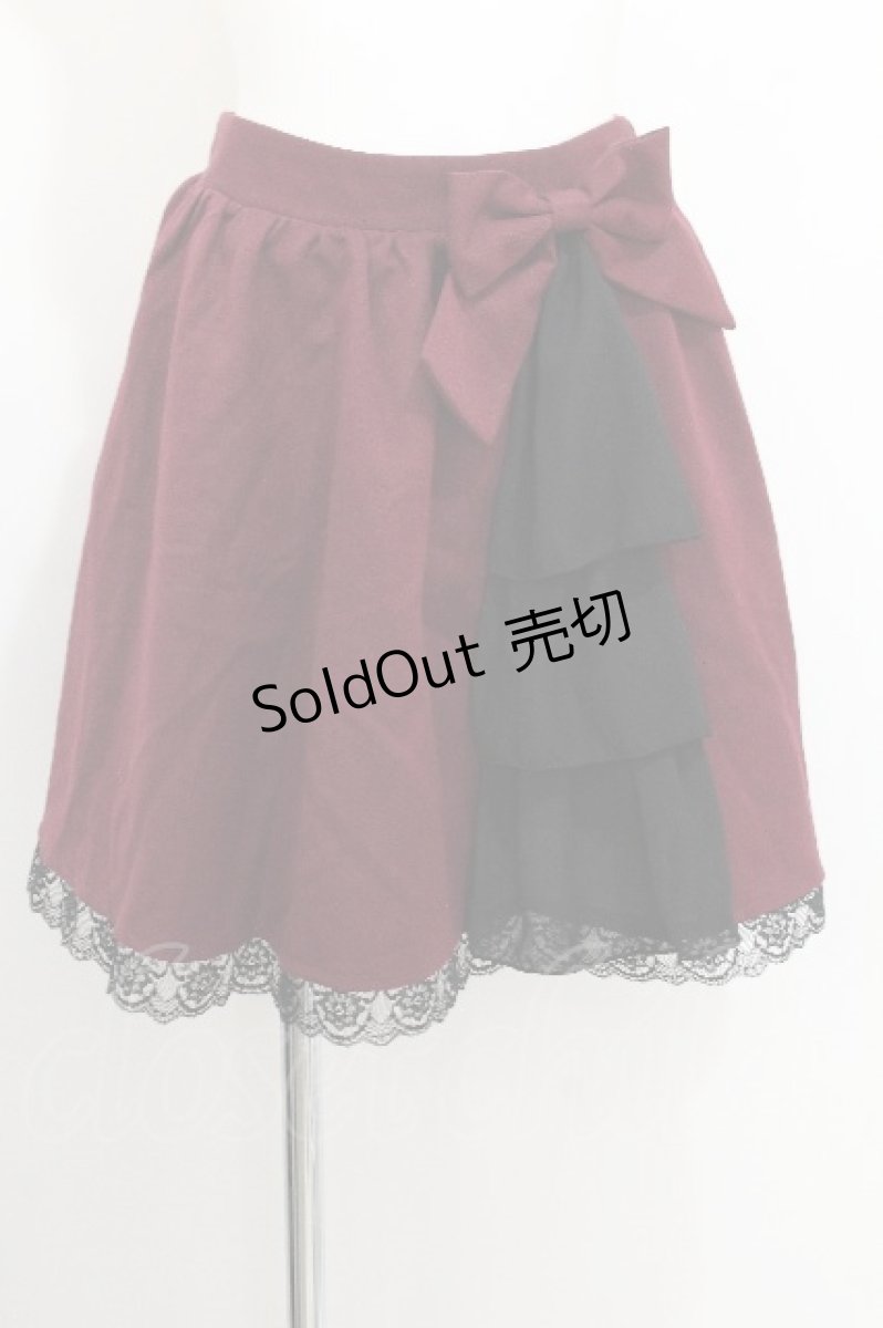 画像1: axes femme kawaii / ティアード切り替えキュロット  ワイン S-26-07-23-052-AX-PA-AS-ZS (1)