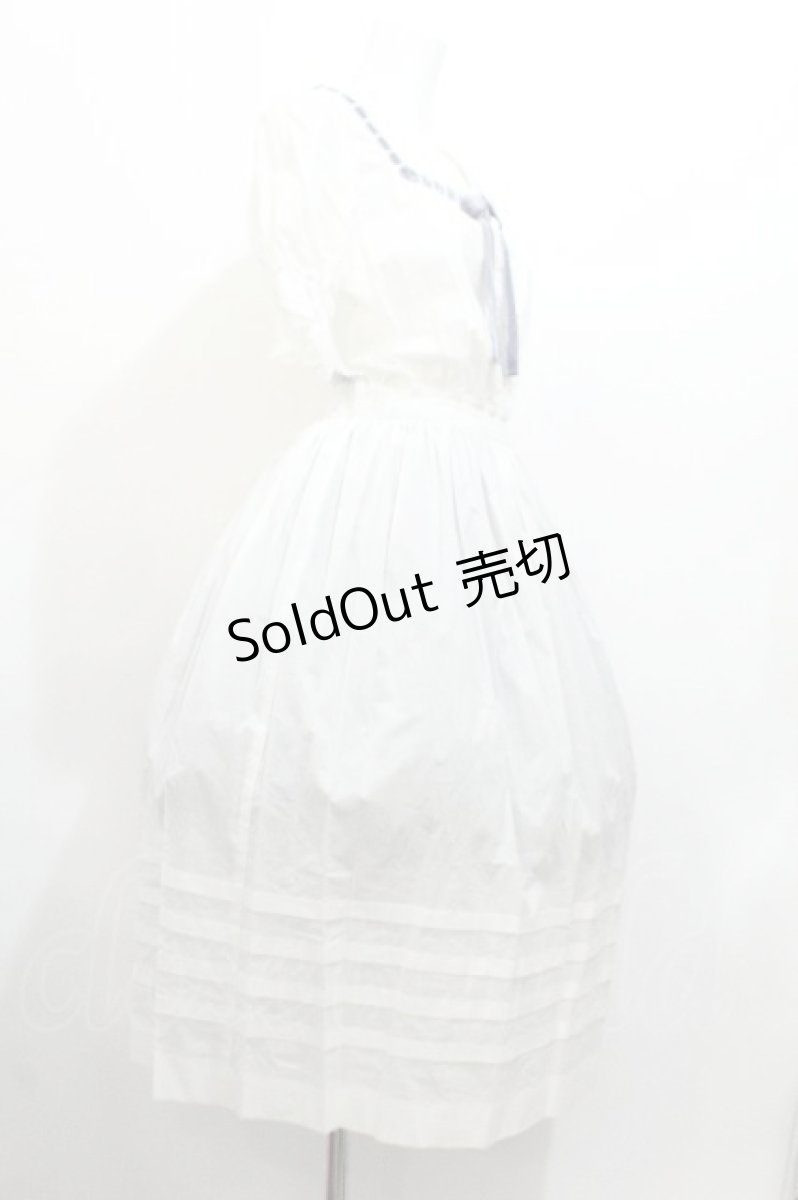 画像2: Katie / NO COUNTRY puff ワンピース  白×ラベンダー S-26-07-23-060-LO-OP-TE-ZS (2)