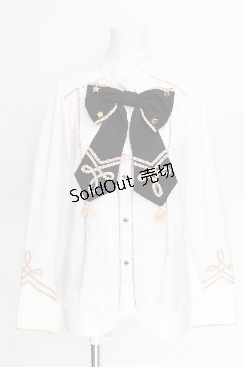 画像1: Angelic Pretty / CIRCUS Ribbonブラウス  白ｘ黒 S-26-07-24-001-AP-BL-AS-ZS (1)
