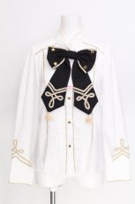 画像1: Angelic Pretty / CIRCUS Ribbonブラウス  白ｘ黒 S-26-07-24-001-AP-BL-AS-ZS (1)