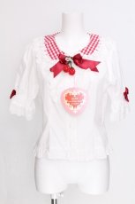画像1: BABY,THE STARS SHINE BRIGHT / ゆらゆらいちごのHappy Berry Presentギンガムブラウス  赤ｘ白 S-26-07-24-003-BA-BL-HR-ZS (1)