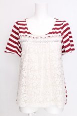 画像1: axes femme / /ボーダーカットソー  赤ｘ白 S-26-07-24-029-AX-TO-AS-ZS (1)