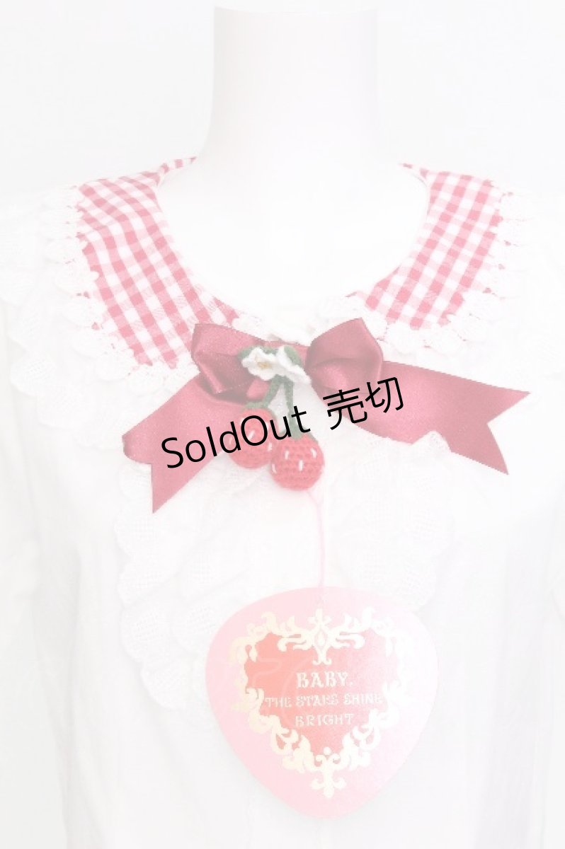 画像3: BABY,THE STARS SHINE BRIGHT / ゆらゆらいちごのHappy Berry Presentギンガムブラウス  赤ｘ白 S-26-07-24-003-BA-BL-HR-ZS (3)