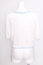画像2: axes femme kawaii / クマ柄半袖ニットカーディガン  白ｘサックス S-26-07-24-032-AX-TO-HR-ZS (2)