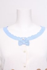 画像3: axes femme kawaii / クマ柄半袖ニットカーディガン  白ｘサックス S-26-07-24-032-AX-TO-HR-ZS (3)