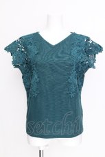 画像1: axes femme / レース袖カットT  グリーン S-26-07-24-034-AX-TO-AS-ZS (1)