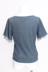 画像2: axes femme / 袖シフォン半袖リブトップス  ブルー S-26-07-24-035-AX-TO-HR-ZS (2)