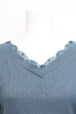 画像3: axes femme / 袖シフォン半袖リブトップス  ブルー S-26-07-24-035-AX-TO-HR-ZS (3)