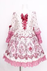 画像1: BABY,THE STARS SHINE BRIGHT / Cinderella きらめく魔法の舞踏会 柄ワンピース  白ｘワイン S-26-07-24-049-BA-OP-AS-ZS (1)