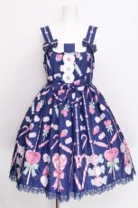 画像1: Angelic Pretty / Candy Ornamentジャンパースカート  ネイビー S-26-07-24-055-AP-OP-SA-ZS (1)