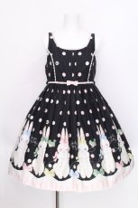 画像1: Angelic Pretty / マシュマロバニー襟付ジャンパースカート  黒 S-26-07-24-057-AP-OP-AS-ZS (1)