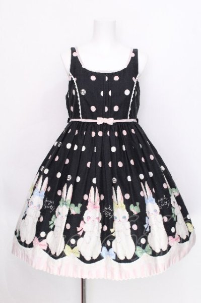 Angelic Pretty / マシュマロバニー襟付ジャンパースカート 黒 S-26-07