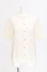 画像1: axes femme / サイドスリットレースシャツ  オフ S-26-07-24-017-AX-BL-AS-ZS (1)